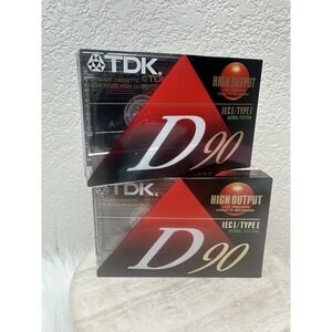 $12 🌙 2X TDK D90 High‎ Output Cassette Tape BLANK Audio Cassette Tape SEALED!!